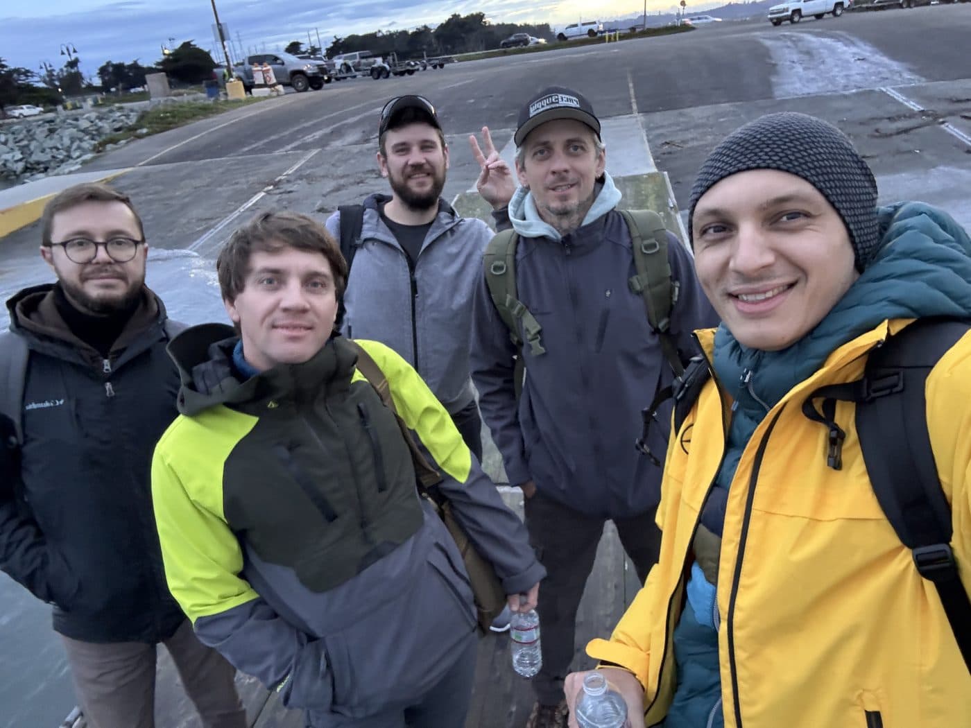 The Voltyx crew on a morning outing by the water